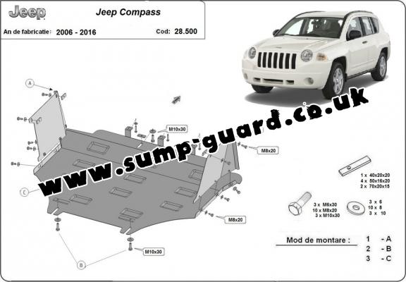 Steel sump guard for Jeep Compass