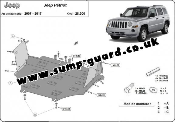 Steel sump guard for Jeep Patriot