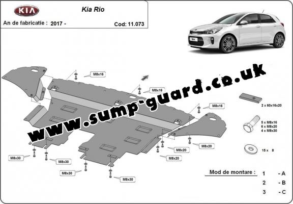 Steel sump guard for Kia Rio 4