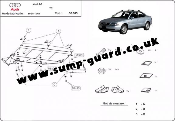 Steel sump guard for Audi A4  B5