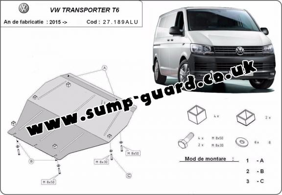 Aluminum sump guard for Volkswagen Volkswagen Transporter T6