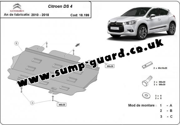 Steel sump guard for Citroen DS4