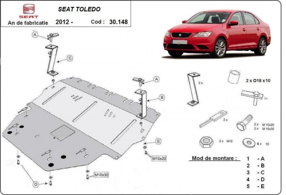 Steel sump guard for Seat Toledo 4