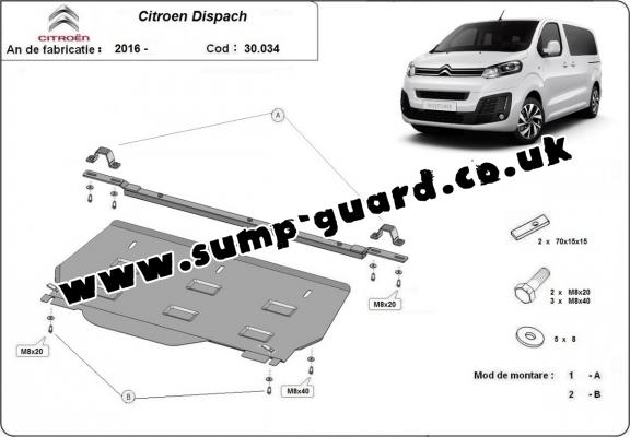 Steel sump guard for Citroen Dispatch MPV