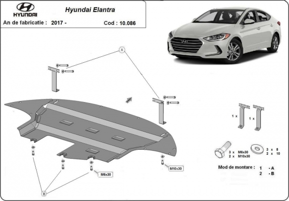 Steel sump guard for  Hyundai Elantra