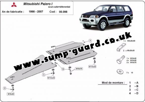 Steel gearbox and differential guard for Mitsubishi Shogun Sport 1