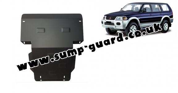 Steel sump guard for the protection of the engine and the radiator for Mitsubishi Shogun Sport 1