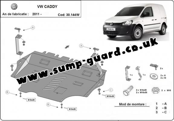 Steel sump guard for VW Caddy - with WEBASTO