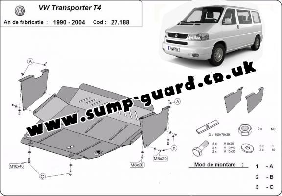 Steel sump guard for VW Transporter T4 Caravelle