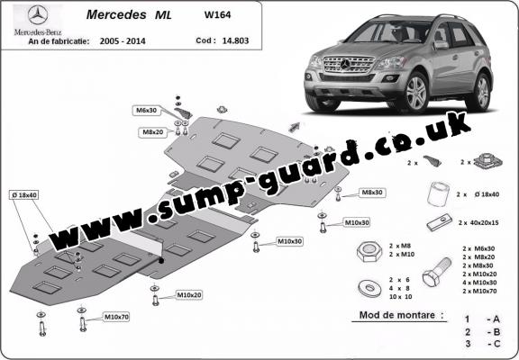 Steel sump guard for Mercedes ML W164