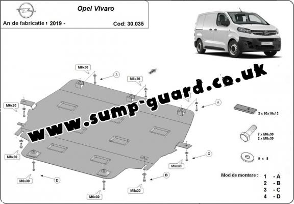 Steel sump guard for Vauxhall Vivaro