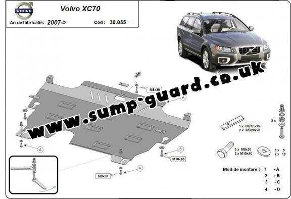 Steel sump guard for the protection of the engine and the gearbox for Volvo XC70