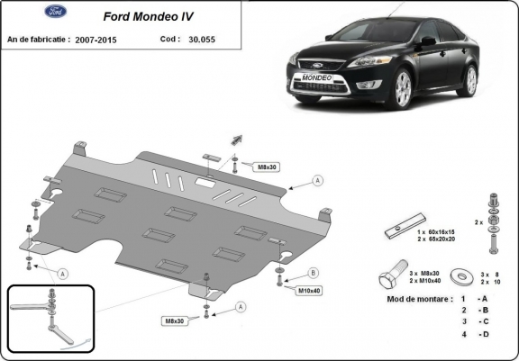 Steel sump guard for Ford Mondeo 4