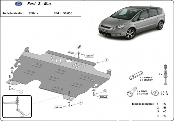 Steel sump guard for Ford S-Max