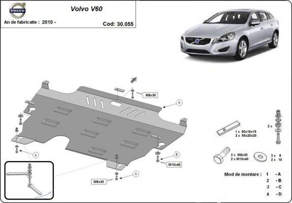 Steel sump guard for Volvo  V60