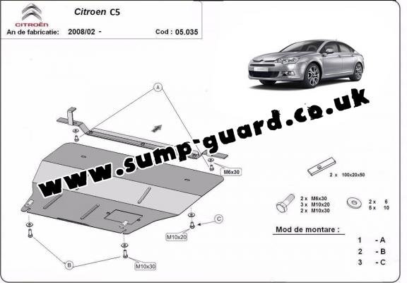 Steel sump guard for citroen C5