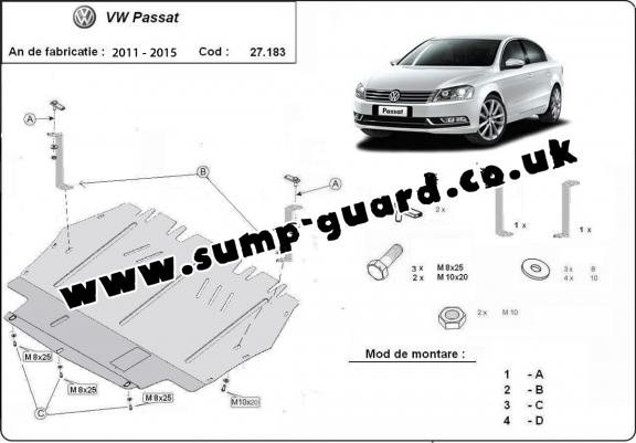Steel sump guard for VW Passat B7