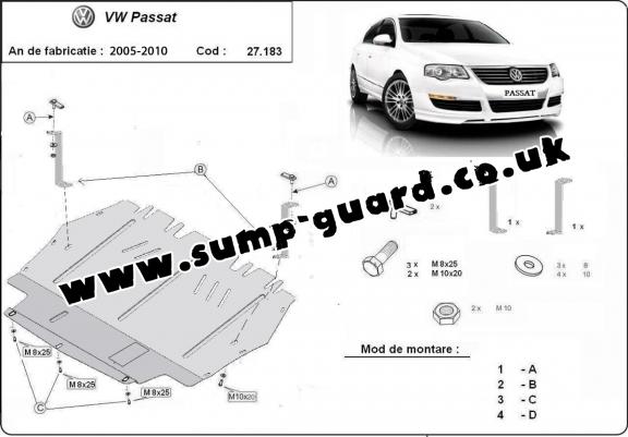 Steel sump guard for VW Passat B6