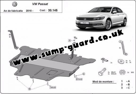 Steel sump guard for VW Passat B8 - manual gearbox