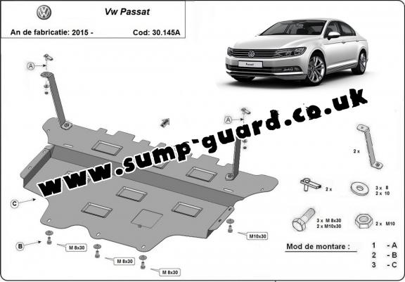 Steel sump guard for VW Passat B8 - automatic gearbox