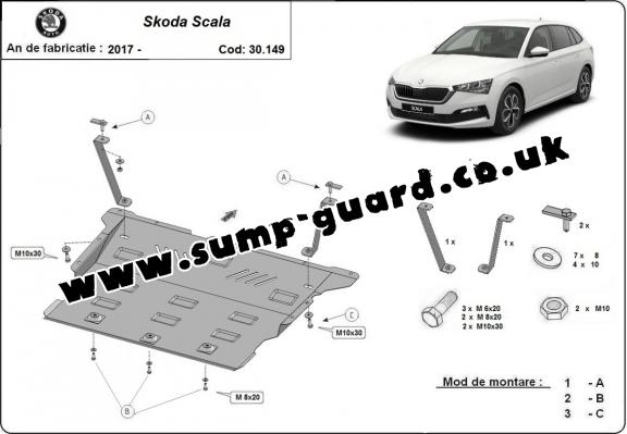 Steel sump guard for Skoda Scala