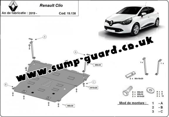 Steel sump guard for Renault Clio 5