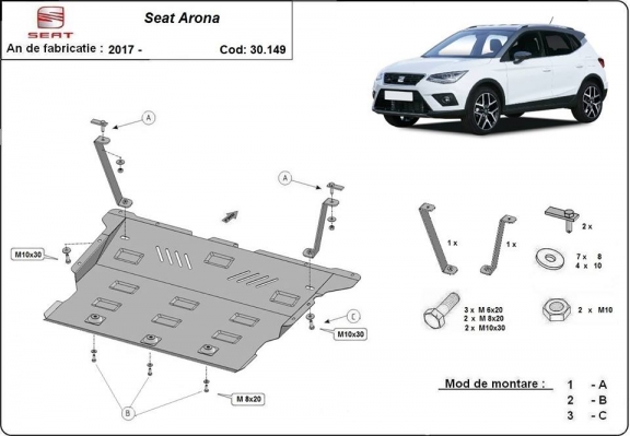 Steel sump guard for Seat Arona
