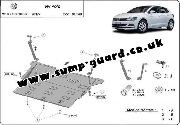 Steel sump guard for VW Polo