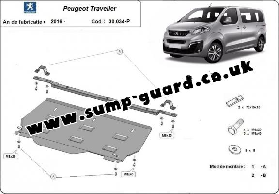 Steel sump guard for Peugeot Traveller MPV