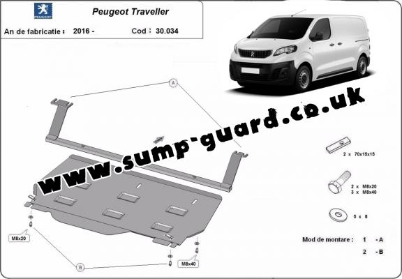 Steel sump guard for Peugeot Traveller Panel Van