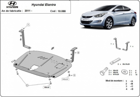 Steel sump guard for Hyundai Elantra 2