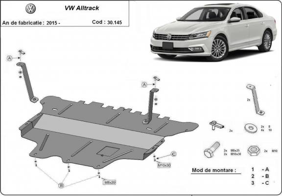 Steel sump guard for VW Passat Alltrack - manual gearbox