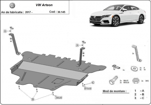 Steel sump guard for VW Arteon - manual gearbox