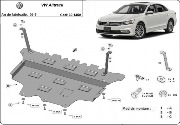 Steel sump guard for VW Passat Alltrack - automatic gearbox