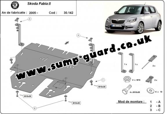 Steel sump guard for Skoda Fabia 2