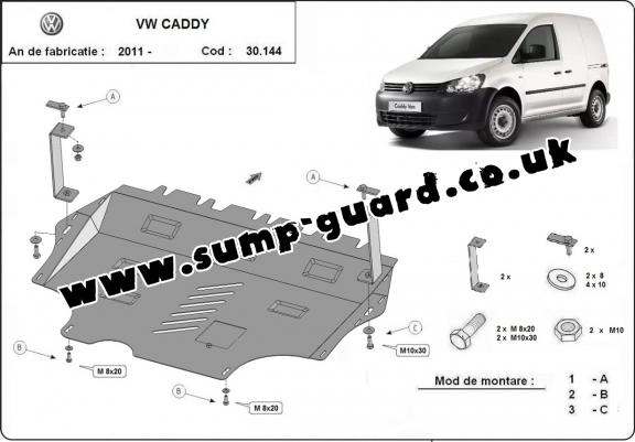 Steel sump guard for VW Caddy