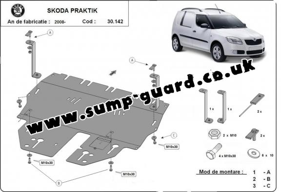 Steel sump guard for Skoda Praktik