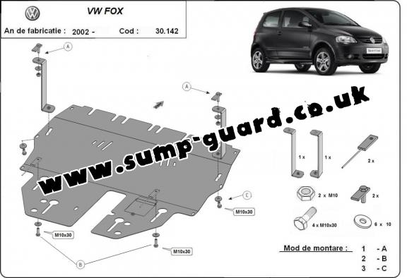 Steel sump guard for VW Fox