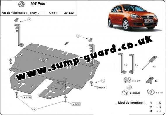 Steel sump guard for VW Polo Petrol