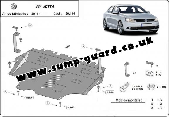 Steel sump guard for Volkswagen VW Jetta