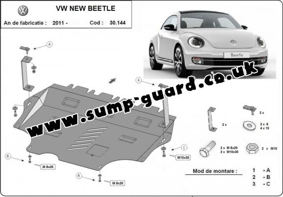 Steel sump guard for Volkswagen New Beetle