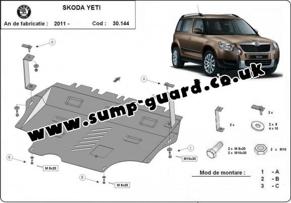 Steel sump guard for Skoda Yeti