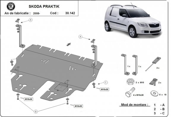 Steel sump guard for Skoda Praktik