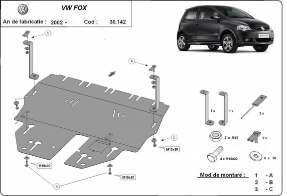 Steel sump guard for VW Fox