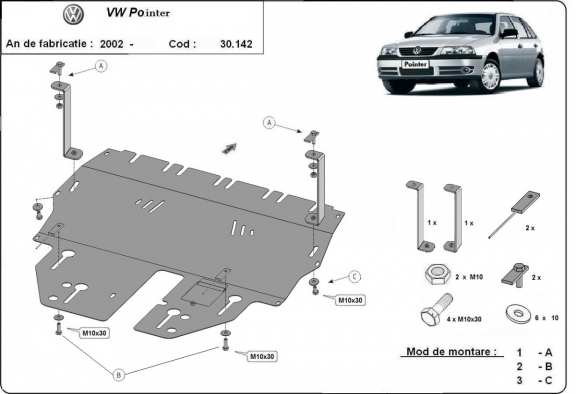 Steel sump guard for Volkswagen Pointer