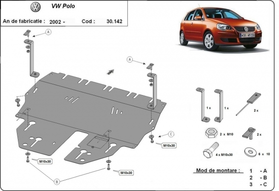 Steel sump guard for VW Polo Petrol