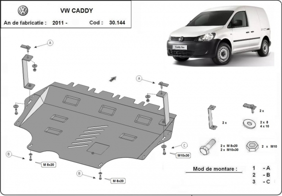 Steel sump guard for VW Caddy