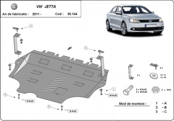 Steel sump guard for Volkswagen VW Jetta