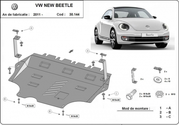 Steel sump guard for Volkswagen New Beetle