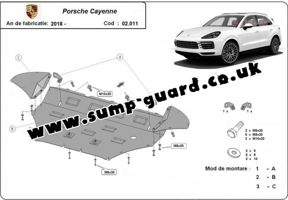 Steel sump guard for Porsche Cayenne